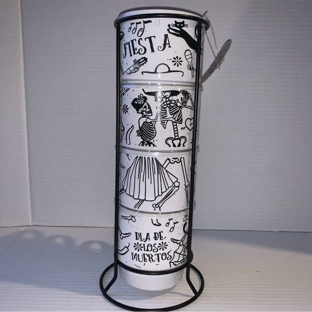 Fiesta Dia de los Muertos Day of the Dead Black and White Mug Set
